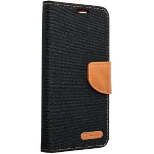 Samsung Galaxy A12 / A12 Nacho / M12 SM-A125F / A127F / M127F, Oldalra nyíló tok, stand, Canvas Book, fekete