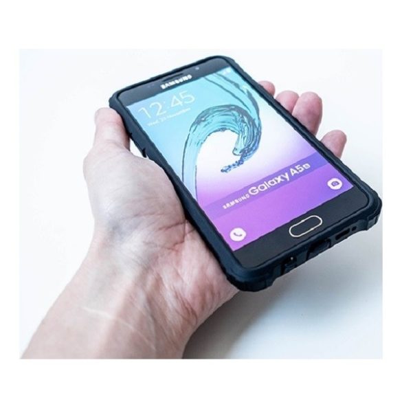 Samsung Galaxy A02 SM-A022F, Műanyag hátlap védőtok, Defender, fémhatású, fekete