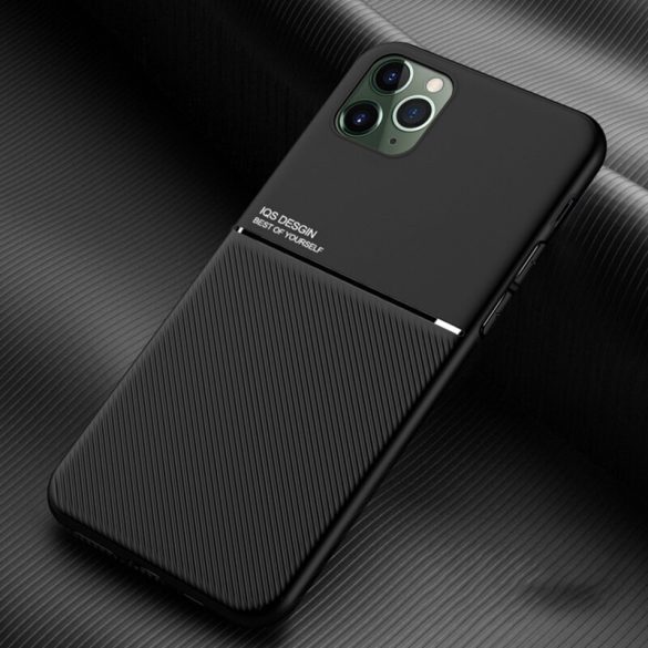 Samsung Galaxy S20 / S20 5G SM-G980 / G981, Szilikon tok, közepesen ütésálló, mágneses tartóval kompatibilis, karbon minta, Wooze Carbon, fekete