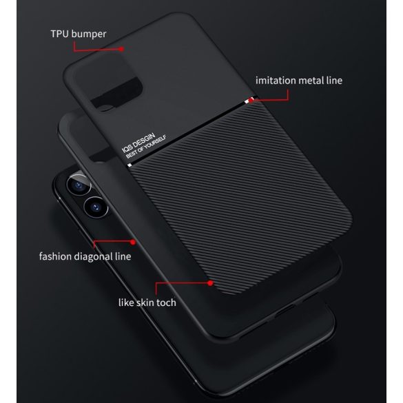 Samsung Galaxy M31 SM-M315F, Szilikon tok, közepesen ütésálló, mágneses tartóval kompatibilis, karbon minta, Wooze Carbon, sötétzöld