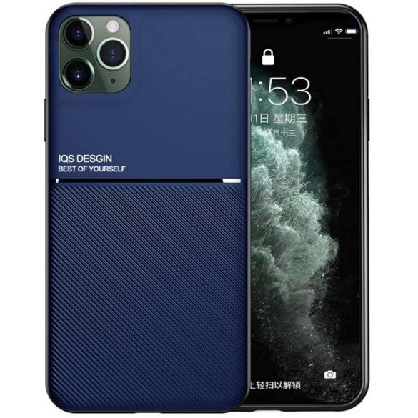 Samsung Galaxy M31s SM-M317F, Szilikon tok, közepesen ütésálló, mágneses tartóval kompatibilis, karbon minta, Wooze Carbon, sötétkék