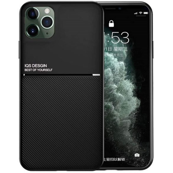 Samsung Galaxy S21 5G SM-G991, Szilikon tok, közepesen ütésálló, mágneses tartóval kompatibilis, karbon minta, Wooze Carbon, fekete