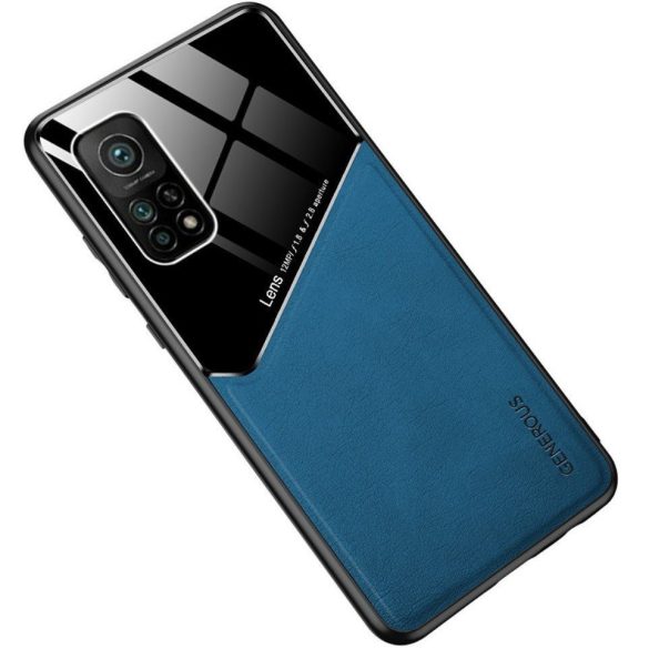 Huawei Honor 30 Lite / 30 Youth, Szilikon tok, bőr és plexi hátlap, közepesen ütésálló, mágneses tartóval kompatibilis, Wooze Texture, kék