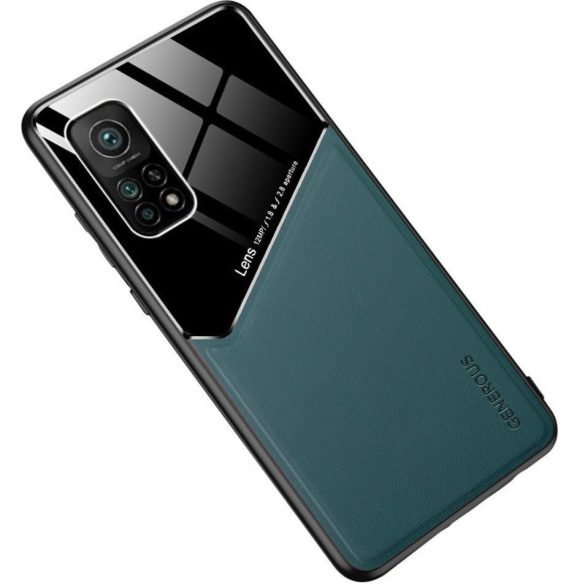 Huawei Honor 30 Lite / 30 Youth, Szilikon tok, bőr és plexi hátlap, közepesen ütésálló, mágneses tartóval kompatibilis, Wooze Texture, zöld