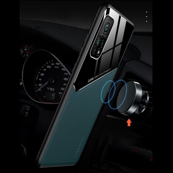 Huawei Honor 30 Pro / 30 Pro Plus, Szilikon tok, bőr és plexi hátlap, közepesen ütésálló, mágneses tartóval kompatibilis, Wooze Texture, zöld