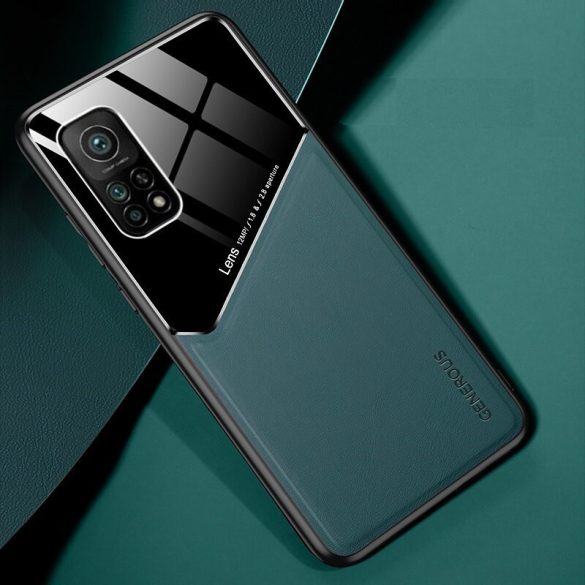 Huawei Honor 30, Szilikon tok, bőr és plexi hátlap, közepesen ütésálló, mágneses tartóval kompatibilis, Wooze Texture, zöld