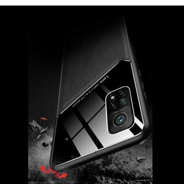 Samsung Galaxy M51 SM-M515F, Szilikon tok, bőr és plexi hátlap, közepesen ütésálló, mágneses tartóval kompatibilis, Wooze Texture, fekete