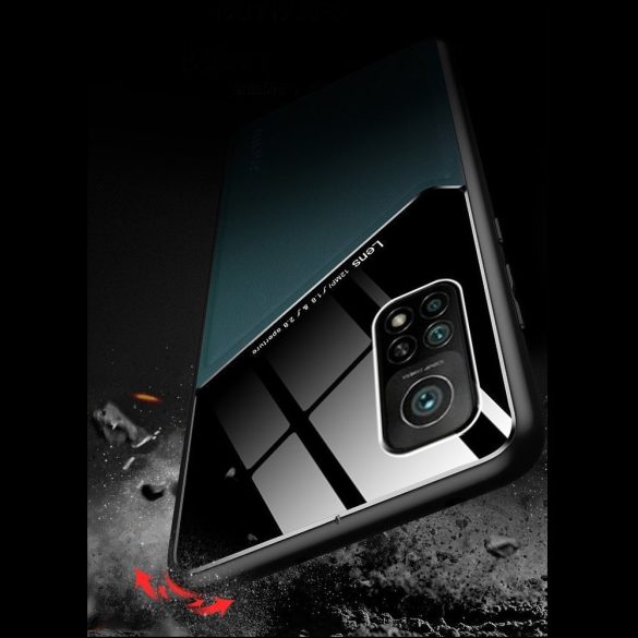 Huawei Honor X10 Max 5G, Szilikon tok, bőr és plexi hátlap, közepesen ütésálló, mágneses tartóval kompatibilis, Wooze Texture, zöld