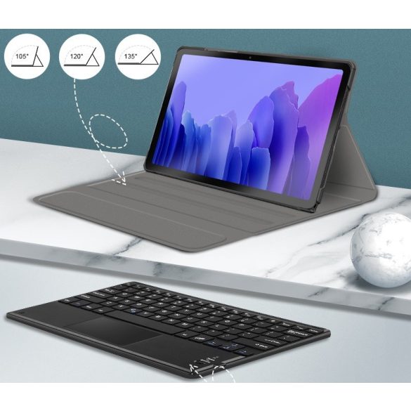 Huawei Mediapad T5 10 (10.1), Bluetooth billentyűzetes, mappa tok, Touch Pad, mágneses rögzítés, Wooze Simple Touch, fekete