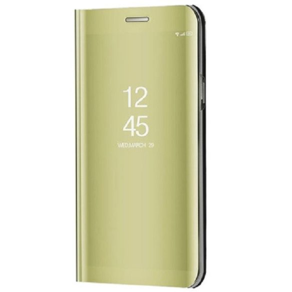 Samsung Galaxy A52 / A52 5G / A52s 5G SM-A525F / A526B / A528B, Oldalra nyíló tok, hívás mutatóval, Smart View Cover, arany (utángyártott)