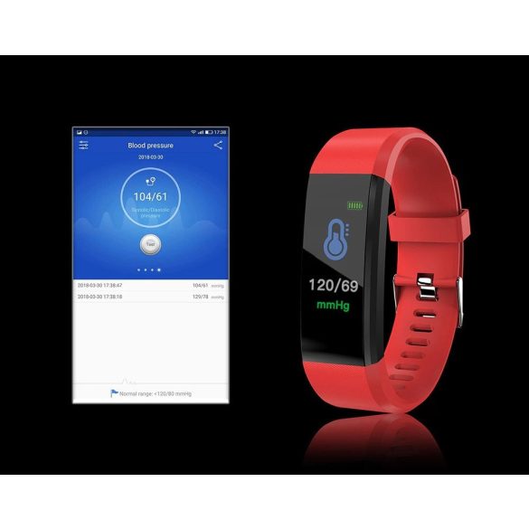 Bluetooth csuklópánt, aktivitást mérő karkötő, v4.0, TFT kijelző, IP67, Wooze Walk Together Smart Watch, piros