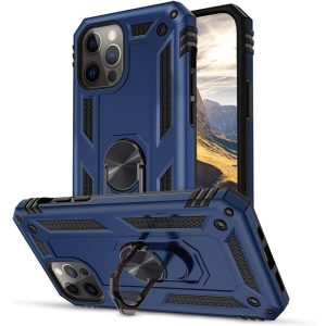 Xiaomi Redmi K40 / K40 Pro / K40 Pro Plus / Mi 11i / Poco F3, Műanyag hátlap védőtok, közepesen ütésálló, szilikon belső, telefontartó gyűrű, Defender, sötétkék