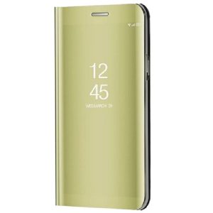 Samsung Galaxy A22 4G SM-A225F, Oldalra nyíló tok, hívás mutatóval, Smart View Cover, arany (utángyártott)