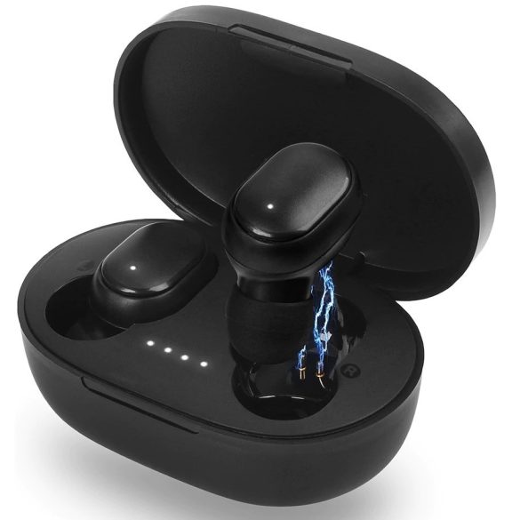 Bluetooth sztereó fülhallgató, v5.0, TWS, töltőtok, vezérlő gomb, zajszűrővel, vízálló, Wooze EarBuds Pro, fekete