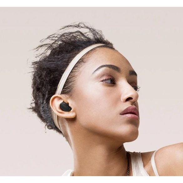 Bluetooth sztereó fülhallgató, v5.0, TWS, töltőtok, vezérlő gomb, zajszűrővel, vízálló, Wooze EarBuds Pro, fekete