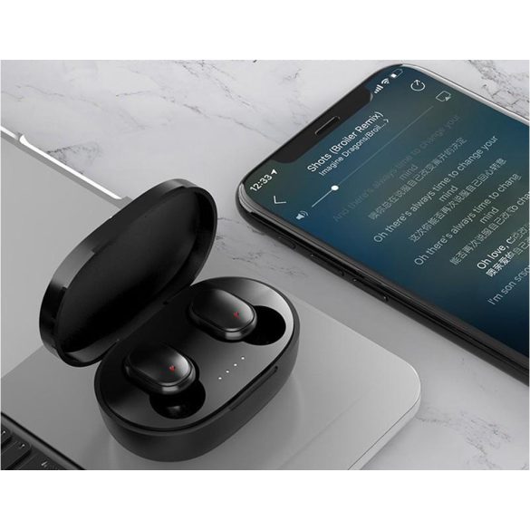 Bluetooth sztereó fülhallgató, v5.0, TWS, töltőtok, vezérlő gomb, zajszűrővel, vízálló, Wooze EarBuds Pro, kék