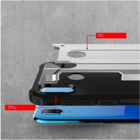 Huawei Honor 30S, Műanyag hátlap védőtok, Defender, fémhatású, fekete