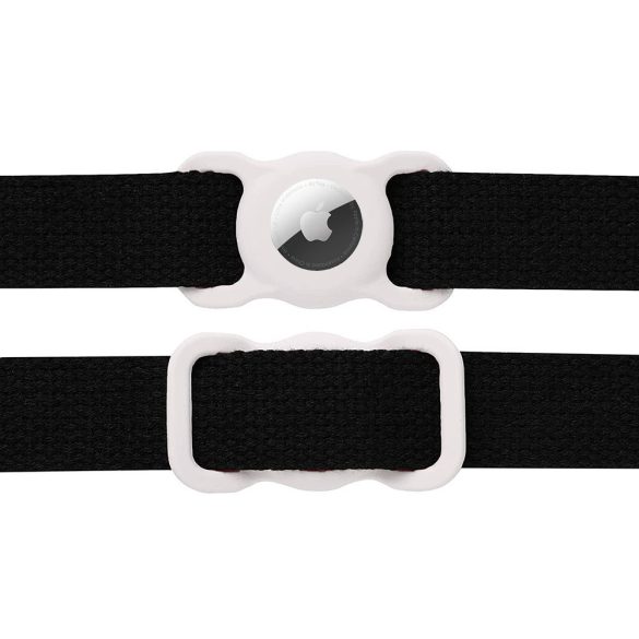 Apple AirTag szilikon tok, nyakörvre helyezhető, Wooze AirTag Pet Guard, fehér