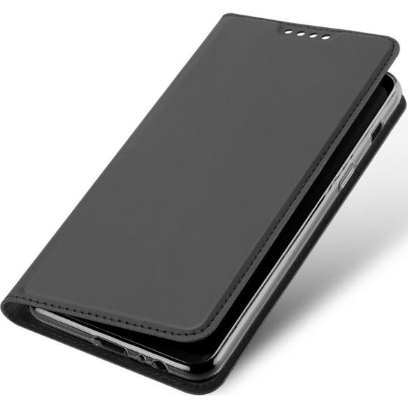 Samsung Galaxy A02 SM-A022F, Oldalra nyíló tok, stand, Dux Ducis, sötétszürke
