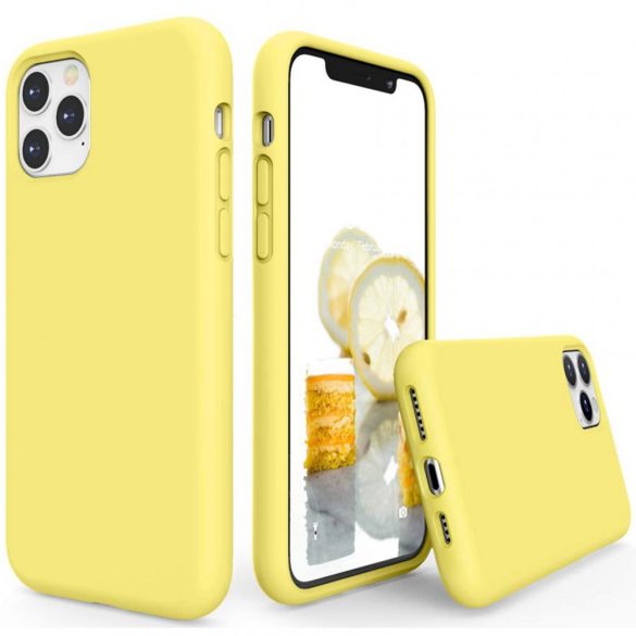 Apple iPhone 12 Mini, Szilikon tok, Wooze Liquid Silica Gel, sárga