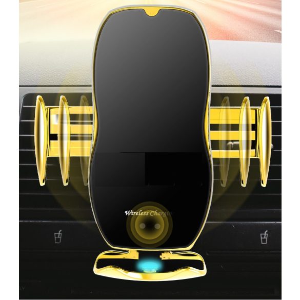 Autós tartó, Univerzális, szellőzőre rögzíthető, 360°-ban forgatható, 4 - 6.5" készülékig, Qi vezeték nélküli mágneses töltővel, 10W, Wooze Elegance Qi Holder, ezüst