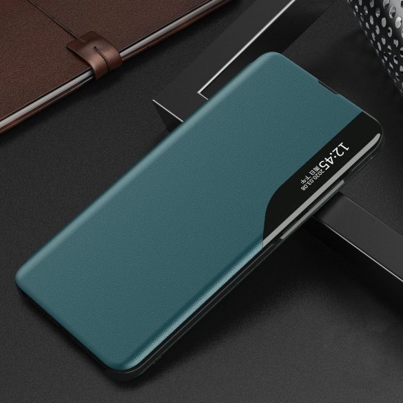 Xiaomi Redmi Note 10 / Note 10S / Poco M5s, Oldalra nyíló tok, stand, hívás mutatóval, Wooze FashionBook, zöld