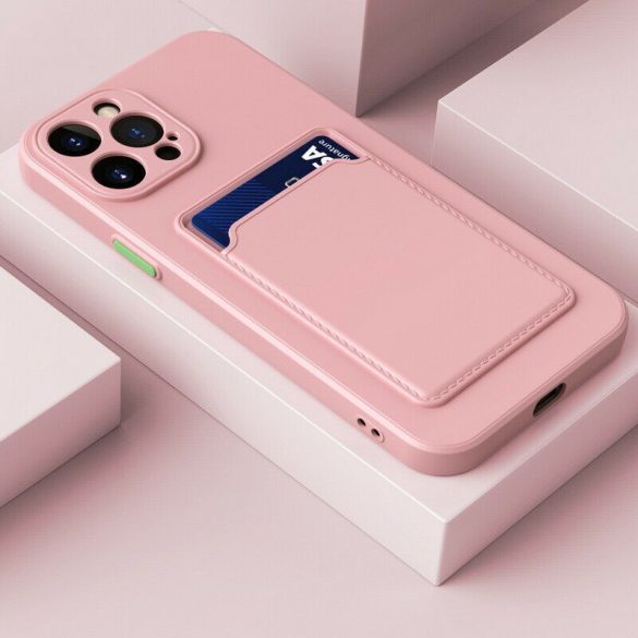 Apple iPhone 11 Pro Max, Szilikon tok, kártyatartóval, Wooze Card Slot, rózsaszín