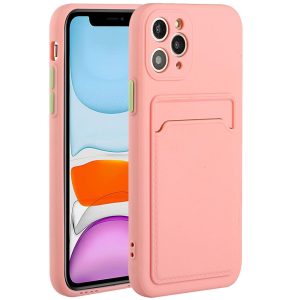 Apple iPhone 11, Szilikon tok, kártyatartóval, Wooze Card Slot, rózsaszín