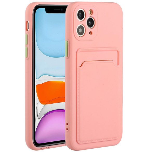 Apple iPhone 7 / 8 / SE (2020) / SE (2022), Szilikon tok, kártyatartóval, Wooze Card Slot, rózsaszín