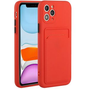 Huawei P30 Pro, Szilikon tok, kártyatartóval, Wooze Card Slot, piros