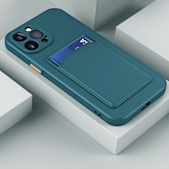 Huawei P30, Szilikon tok, kártyatartóval, Wooze Card Slot, sötétzöld