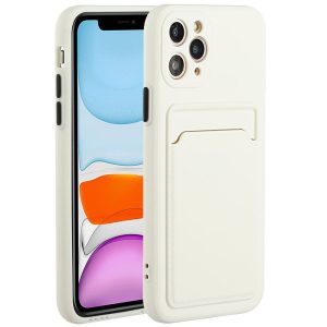 Huawei P40 Lite, Szilikon tok, kártyatartóval, Wooze Card Slot, fehér