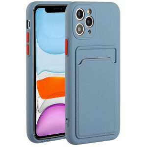 Huawei P50 Pro, Szilikon tok, kártyatartóval, Wooze Card Slot, leander-szürke