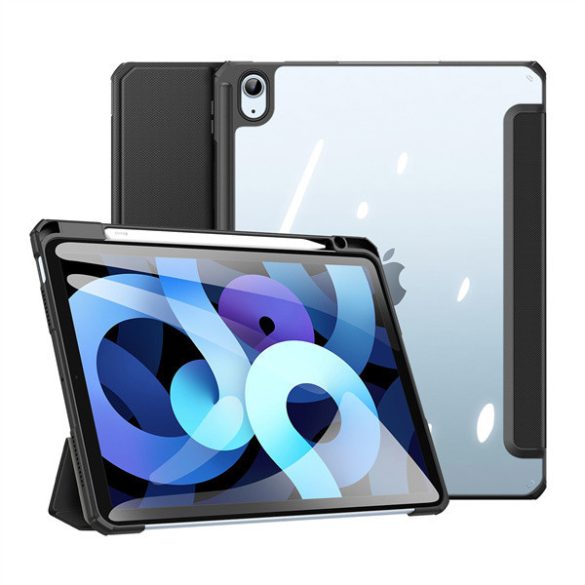 Apple iPad Air (2020) / iPad Air (2022), mappa tok, Smart Case, légpárnás sarok, közepesen ütésálló, Apple Pencil tartóval, átlátszó hátlap, Dux Ducis Toby, fekete