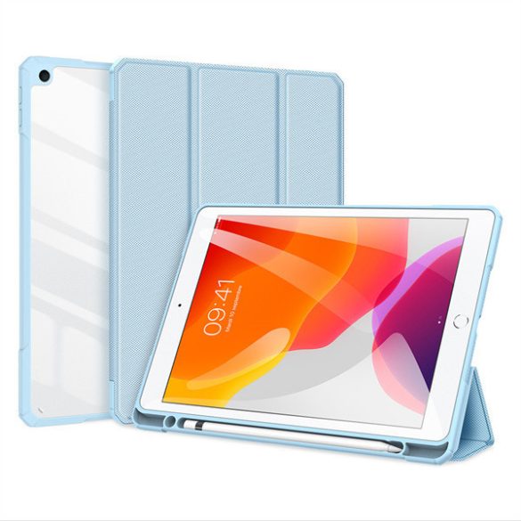 Apple iPad Pro 11 (2020 / 2021 / 2022), mappa tok, Smart Case, légpárnás sarok, közepesen ütésálló, Apple Pencil tartóval, átlátszó hátlap, Dux Ducis Toby, kék