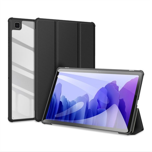 Samsung Galaxy Tab A7 10.4 (2020) SM-T500 / T505, mappa tok, Trifold, légpárnás sarok, közepesen ütésálló, átlátszó hátlap, Dux Ducis Toby, fekete