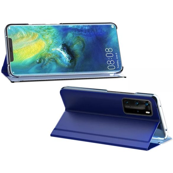 Huawei P40, Oldalra nyíló tok, stand, Wooze Silver Line, fekete