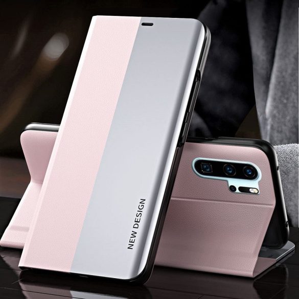 Huawei Mate 20 Pro, Oldalra nyíló tok, stand, Wooze Silver Line, rózsaszín
