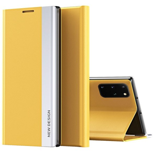 Huawei Mate 20 Pro, Oldalra nyíló tok, stand, Wooze Silver Line, sárga