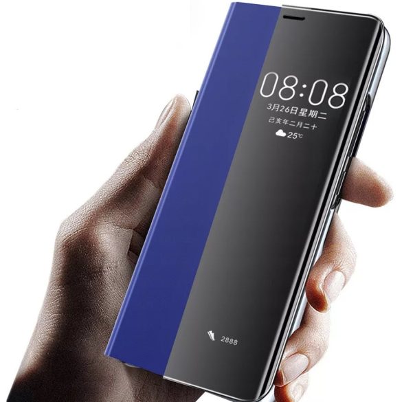 Huawei Mate 20 Pro, Oldalra nyíló tok, stand, Wooze Silver Line, sötétkék