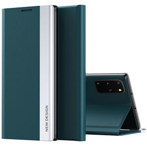 Huawei P Smart (2021), Oldalra nyíló tok, stand, Wooze Silver Line, sötétzöld