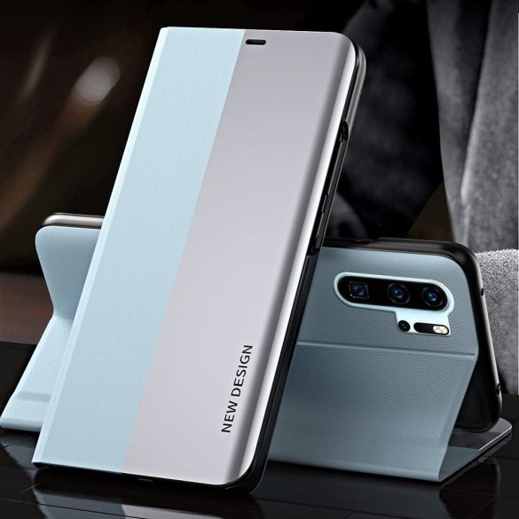 Huawei P30 Pro, Oldalra nyíló tok, stand, Wooze Silver Line, világoskék