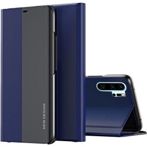 Huawei P40 Pro, Oldalra nyíló tok, stand, Wooze Silver Line, sötétkék