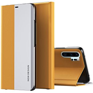 Huawei P40, Oldalra nyíló tok, stand, Wooze Silver Line, sárga