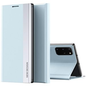 Samsung Galaxy A22 5G SM-A226B, Oldalra nyíló tok, stand, Wooze Silver Line, világoskék