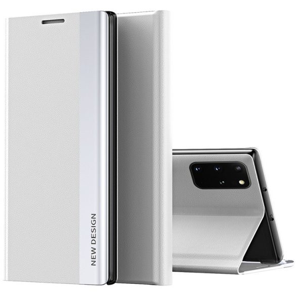 Samsung Galaxy Note 20 / 20 5G SM-N980 / N981, Oldalra nyíló tok, stand, Wooze Silver Line, világosszürke