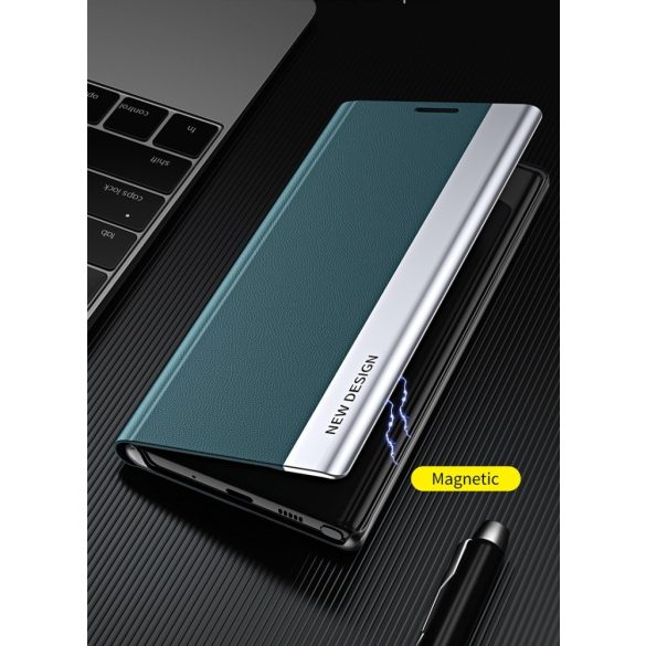 Samsung Galaxy Note 20 / 20 5G SM-N980 / N981, Oldalra nyíló tok, stand, Wooze Silver Line, világosszürke