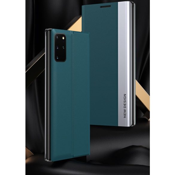 Xiaomi Redmi Note 10 / Note 10S / Poco M5s, Oldalra nyíló tok, stand, Wooze Silver Line, sötétkék