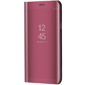 Huawei P50 / P50E, Oldalra nyíló tok, hívás mutatóval, Smart View Cover, vörösarany (utángyártott)