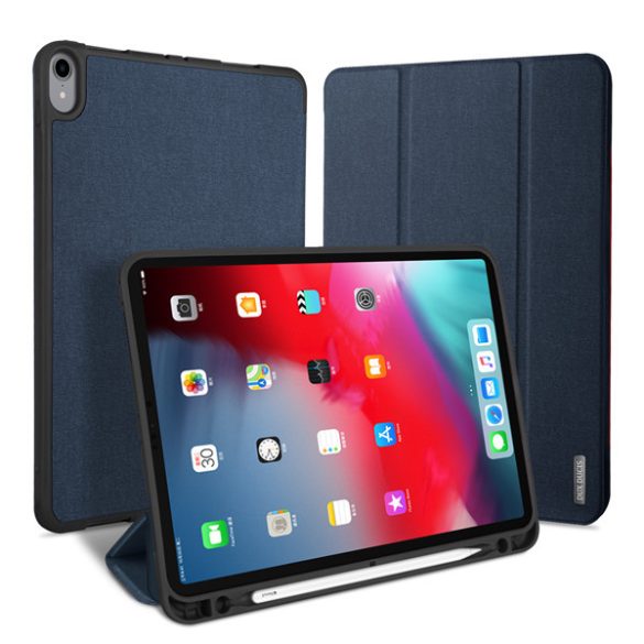 Apple iPad Pro 12.9 (2018), mappa tok, Smart Case, Apple Pencil tartóval, Dux Ducis Domo, sötétkék